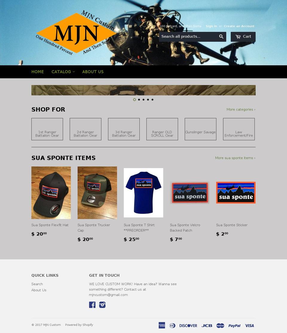 mjncustom.com shopify website screenshot