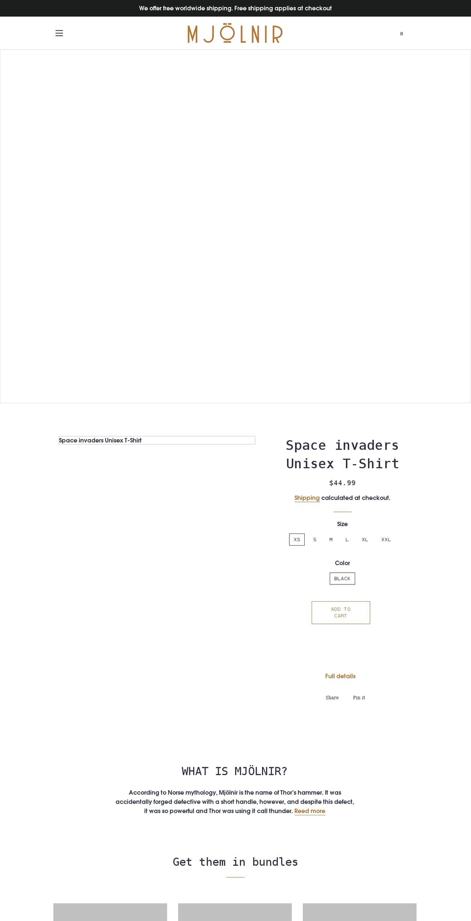 mjolnirofficial.com shopify website screenshot