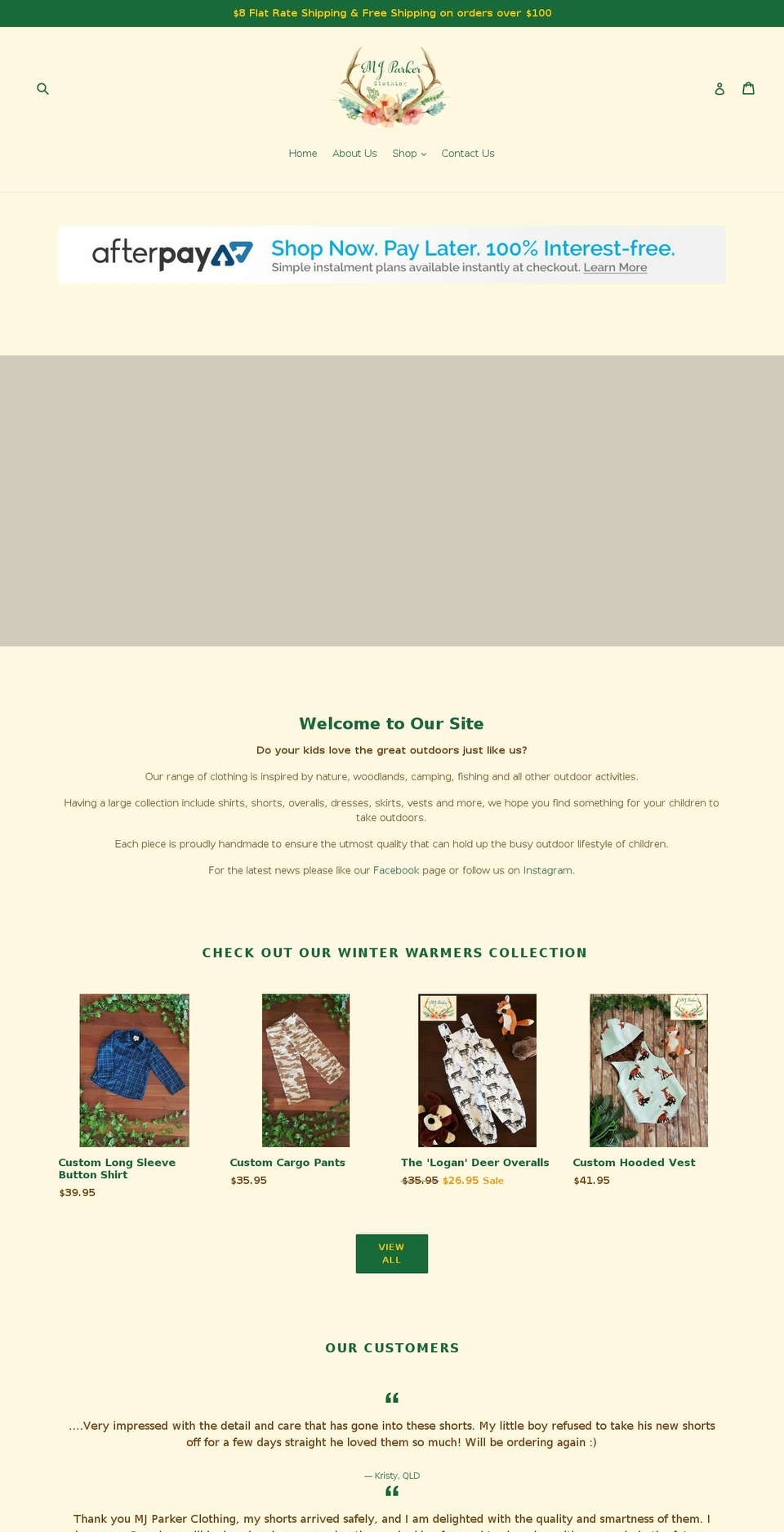 mjparkerclothing.com — Shopify storefront screenshot