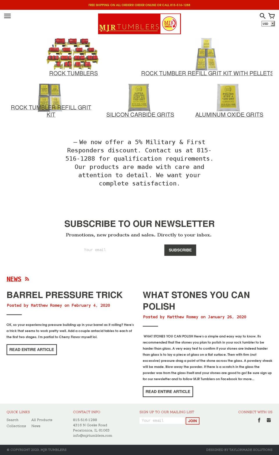 mjrtumblers.com shopify website screenshot