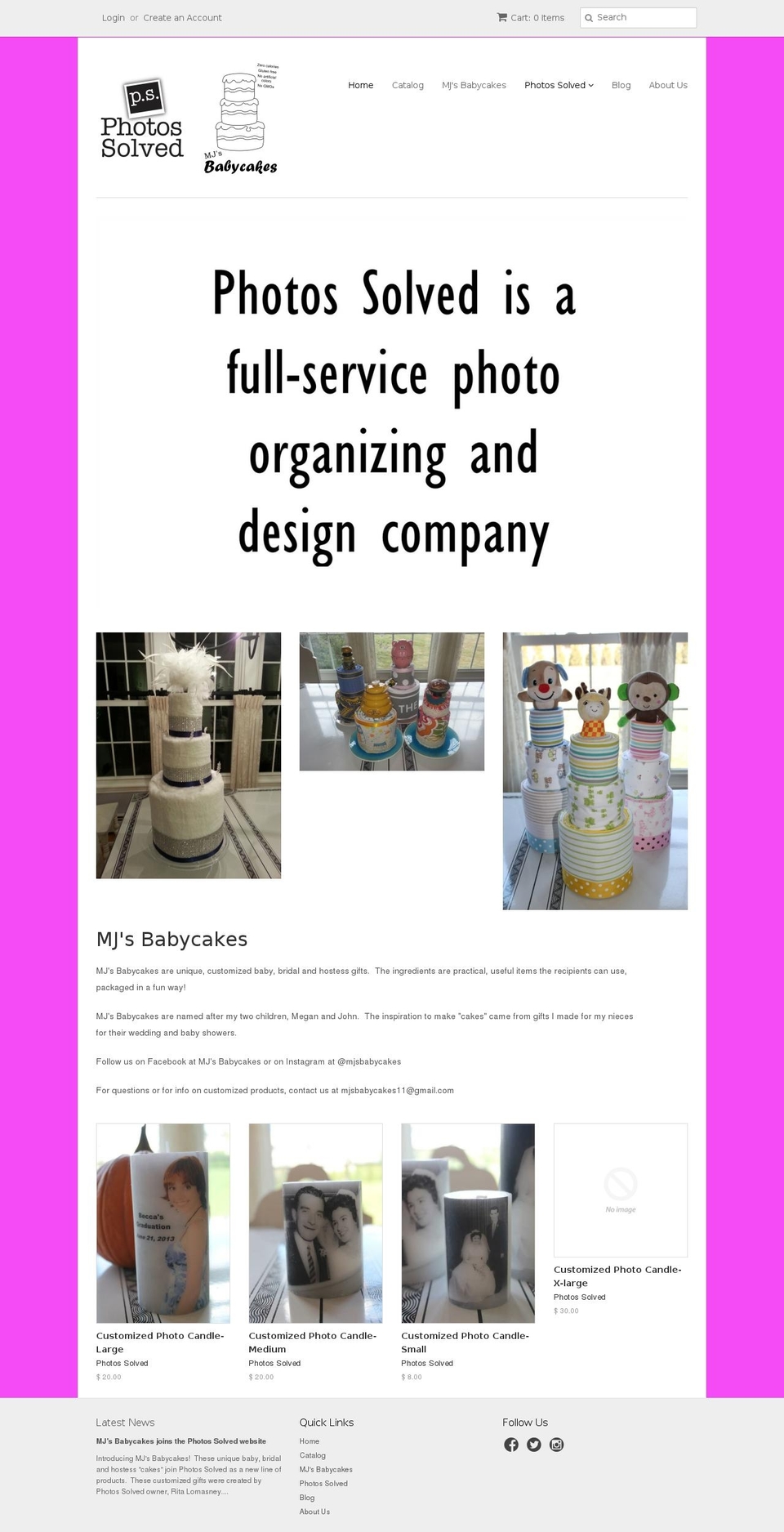 mjsbabycakes.com shopify website screenshot