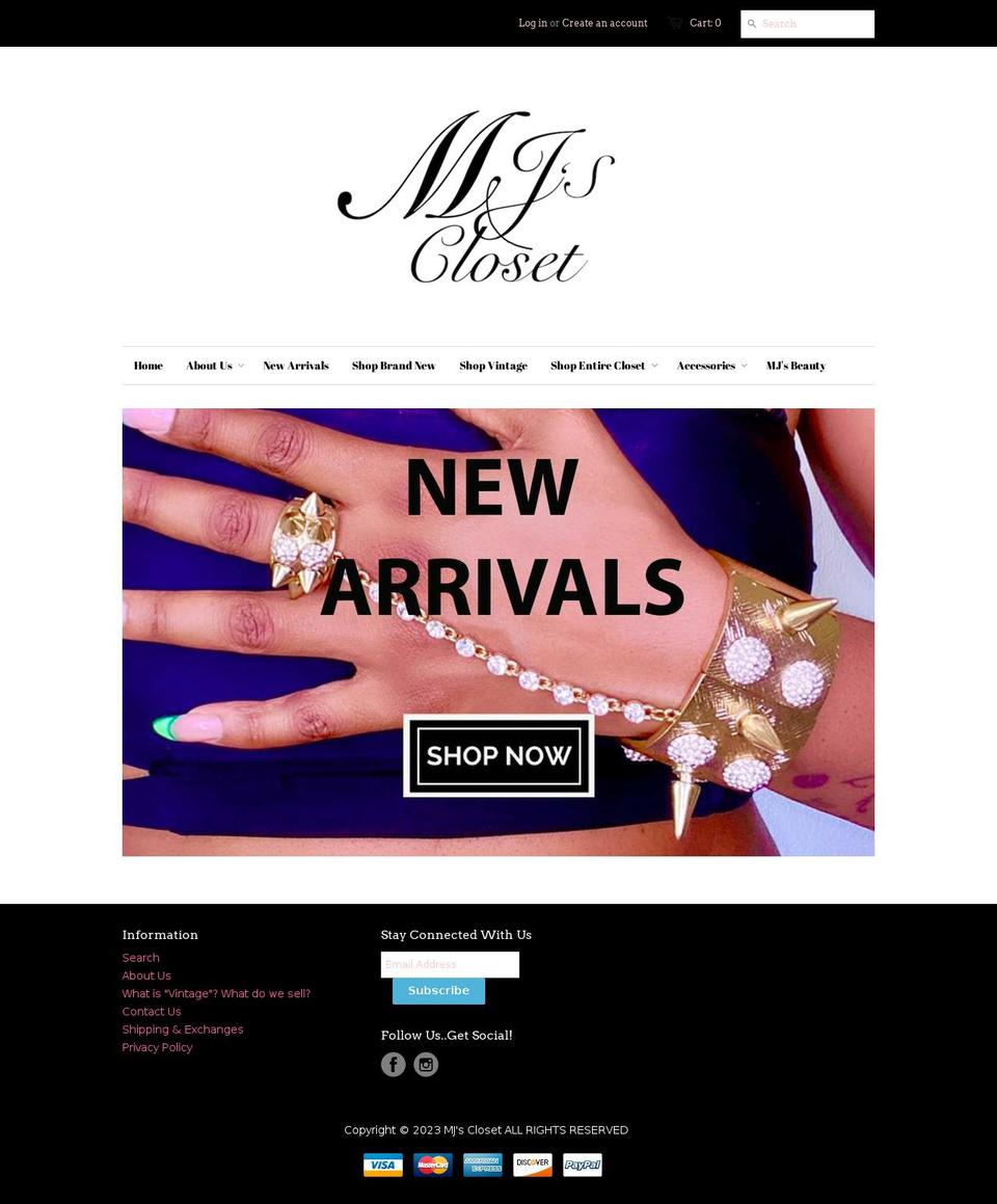 mjscloset.net shopify website screenshot