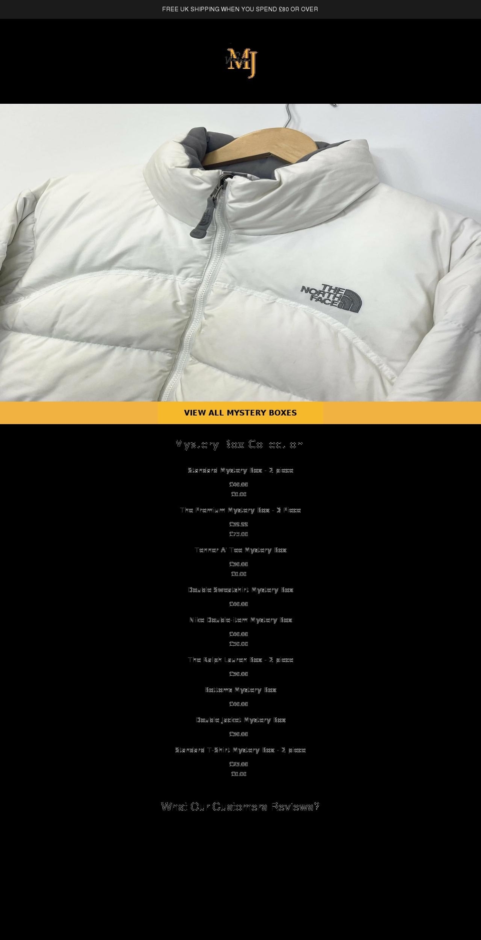 mjvintage.com shopify website screenshot