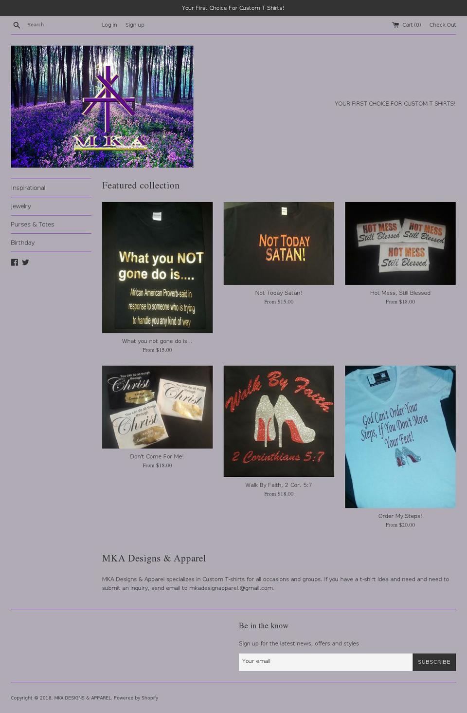 mkadesignsapparel.com — Shopify storefront screenshot