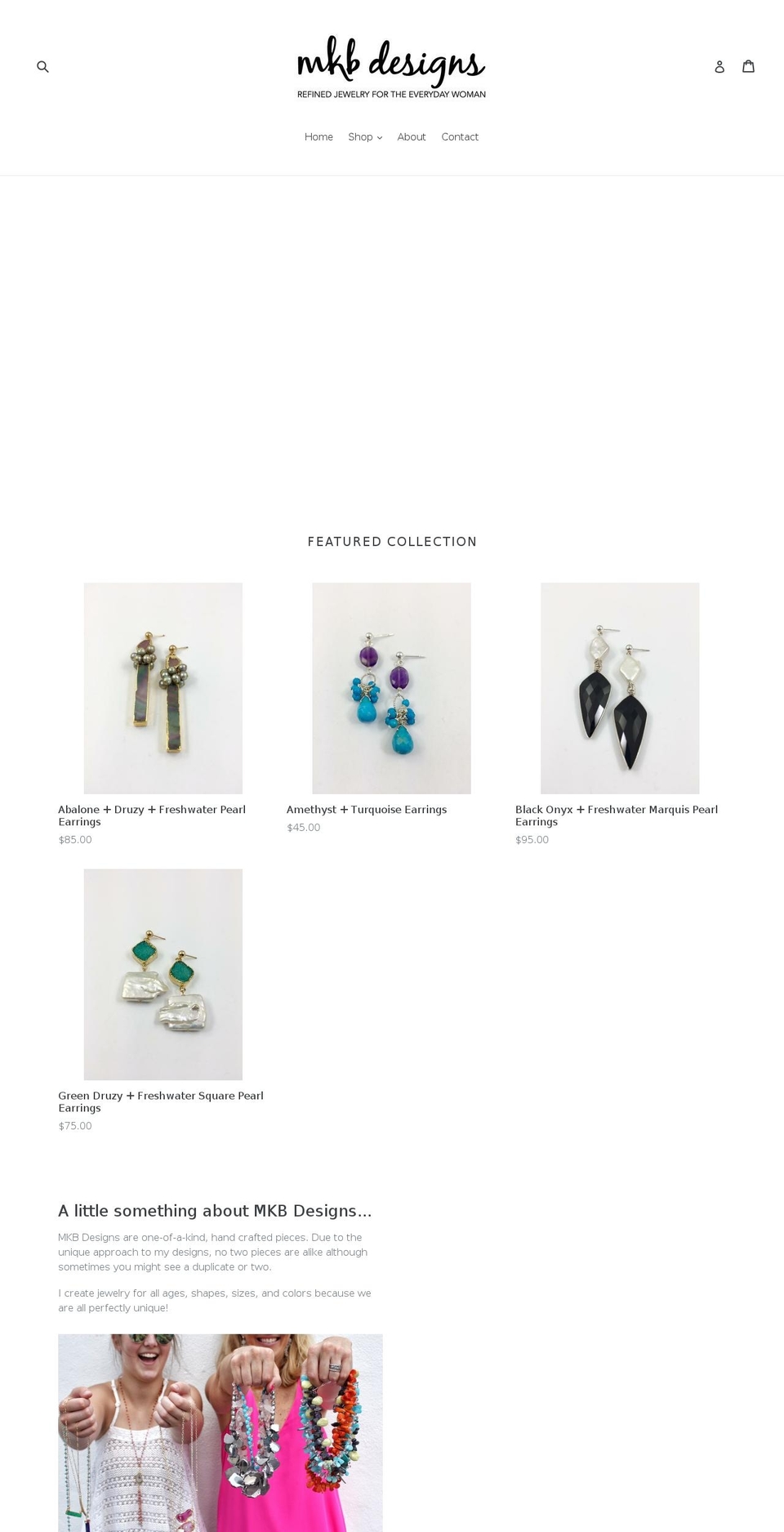 mkbdesignsjewelry.com — Shopify storefront screenshot