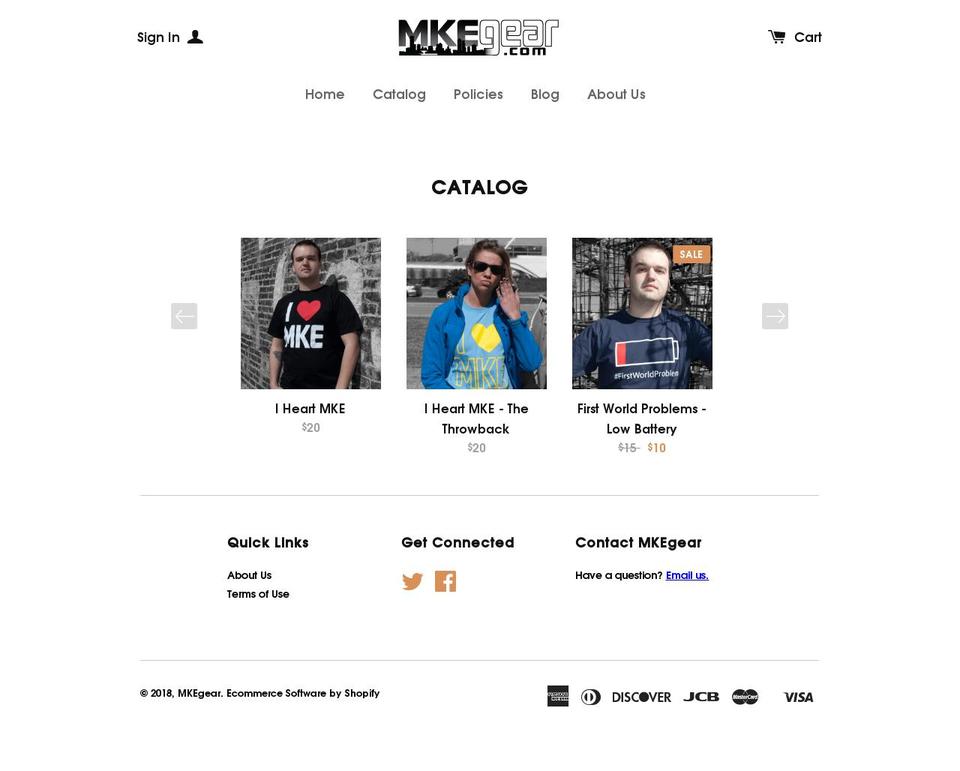 mkegear.com — Shopify storefront screenshot