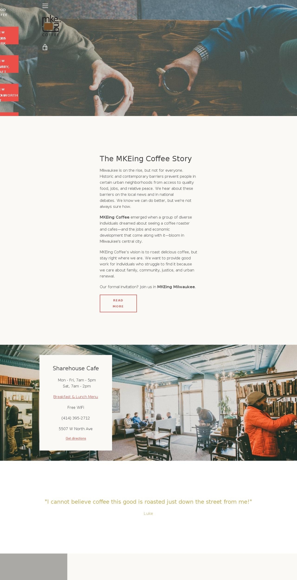 mkeingcoffee.com shopify website screenshot