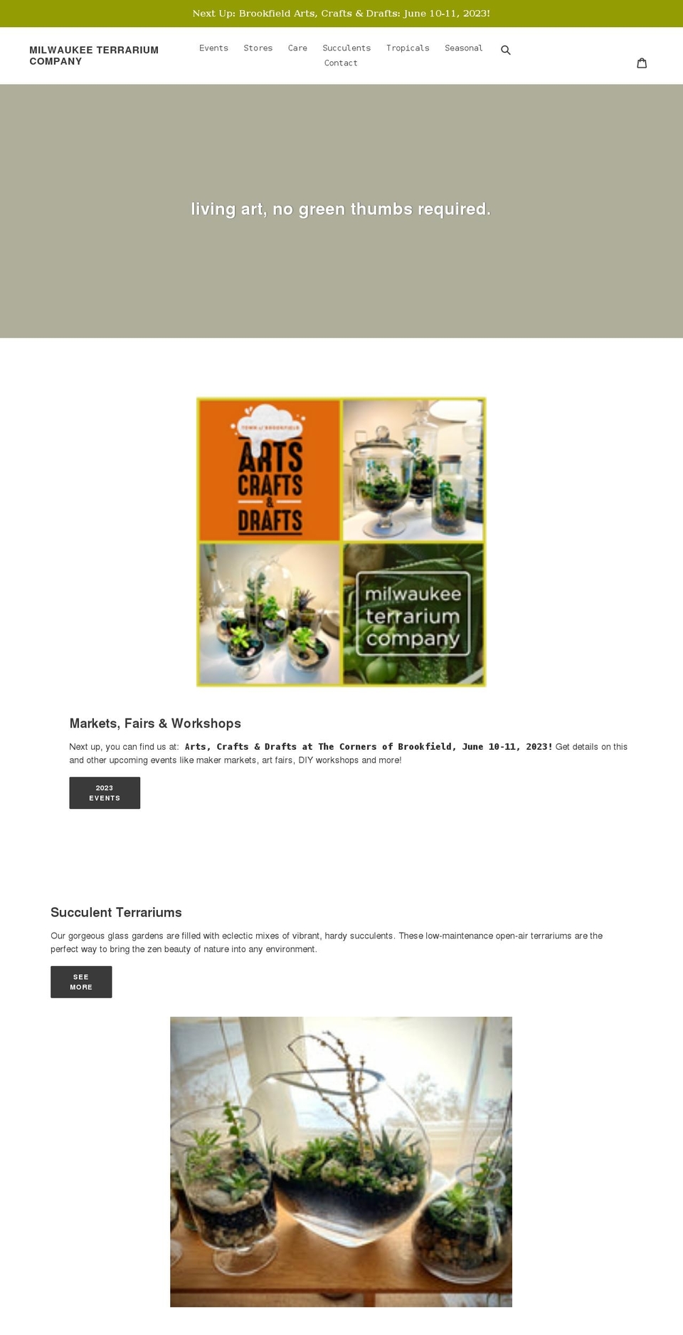 mketerrarium.com shopify website screenshot