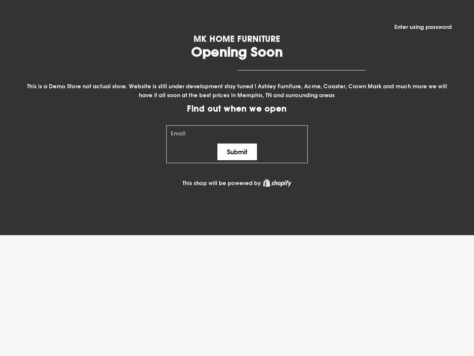 mkhomefurniture.com shopify website screenshot