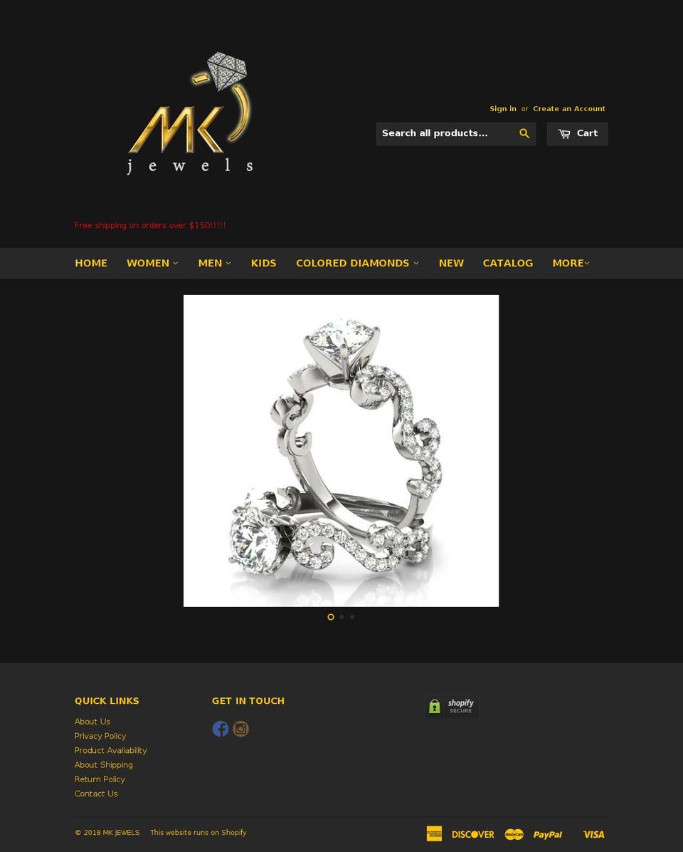 mkjewels.net shopify website screenshot