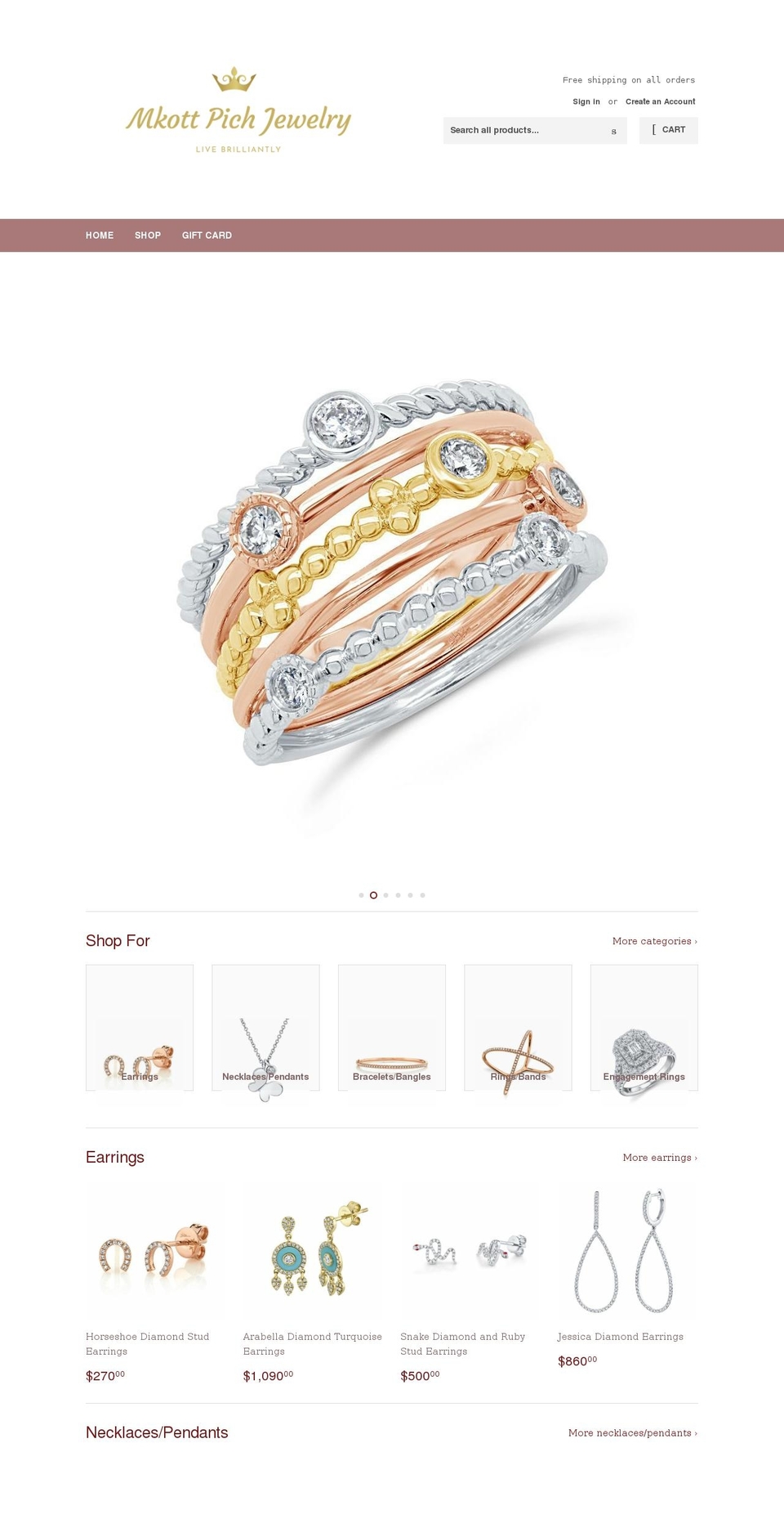 mkottpichjewelry.com shopify website screenshot