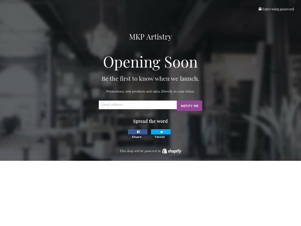 mkpartistry.com — Shopify storefront screenshot