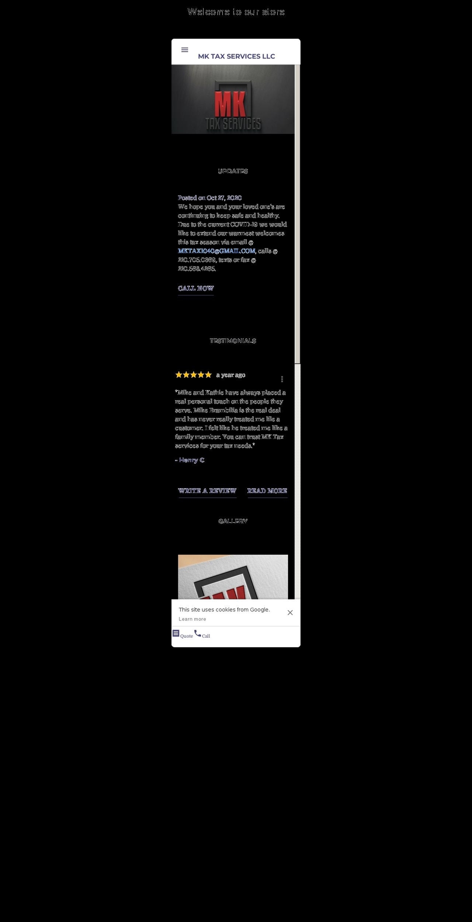 mktaxservices.com shopify website screenshot