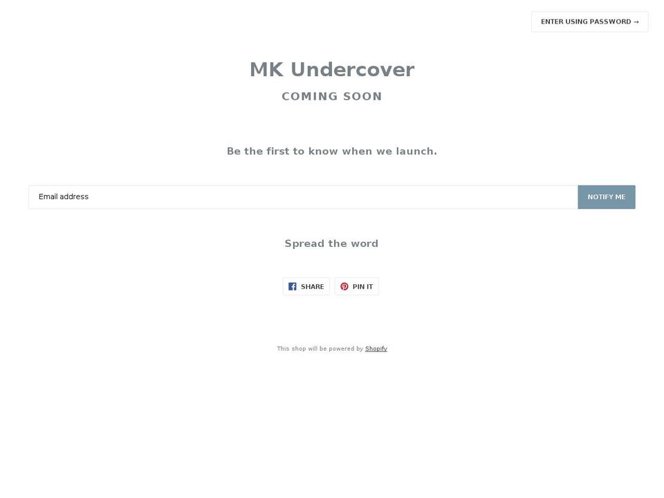 mkundercover.com — Shopify storefront screenshot