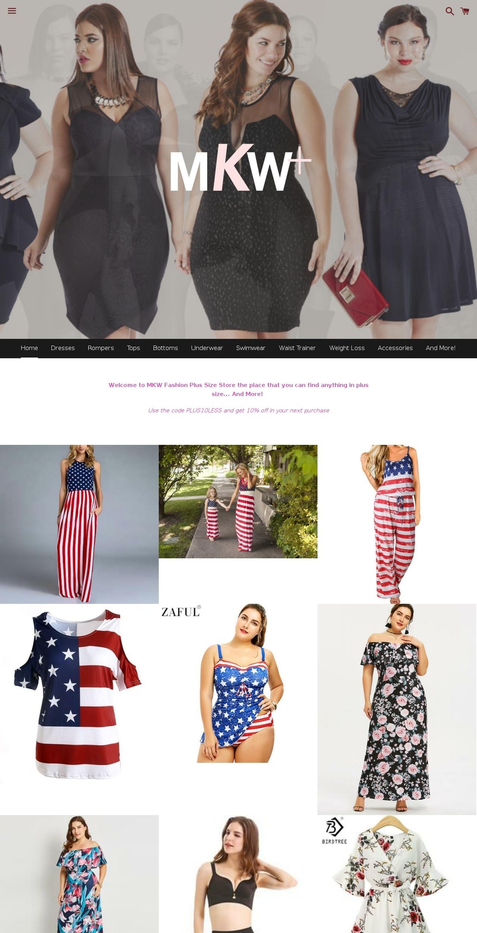 mkwplussize.com shopify website screenshot