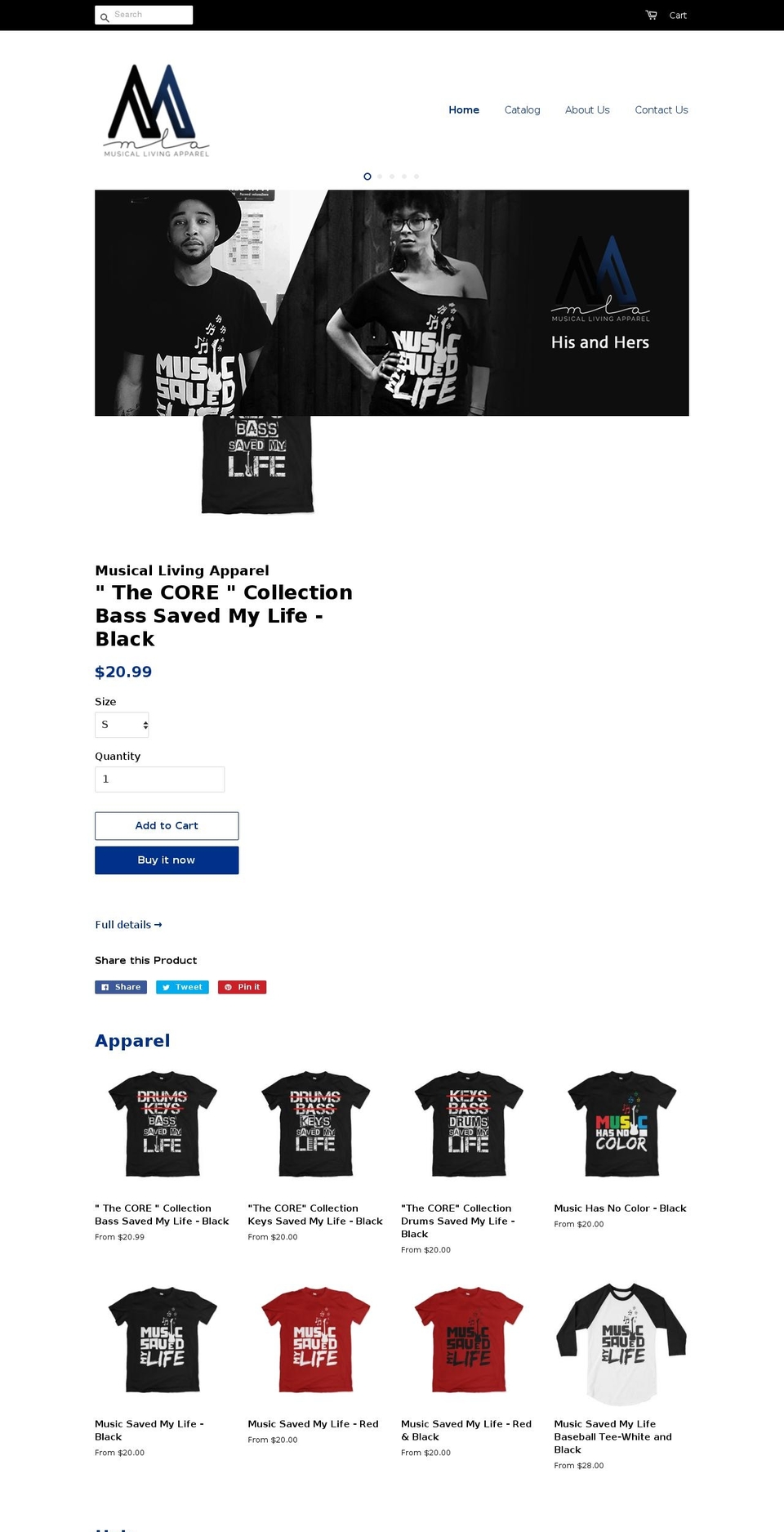 mlaapparel.com — Shopify storefront screenshot