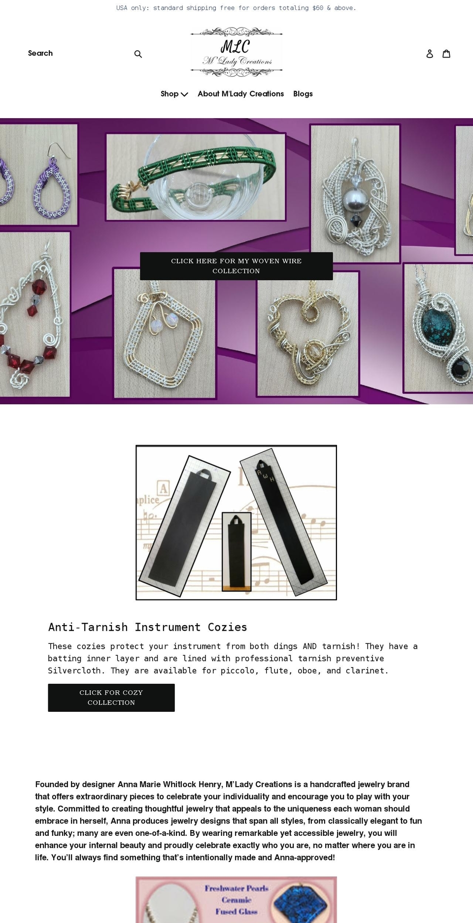 mladycreations.com — Shopify storefront screenshot