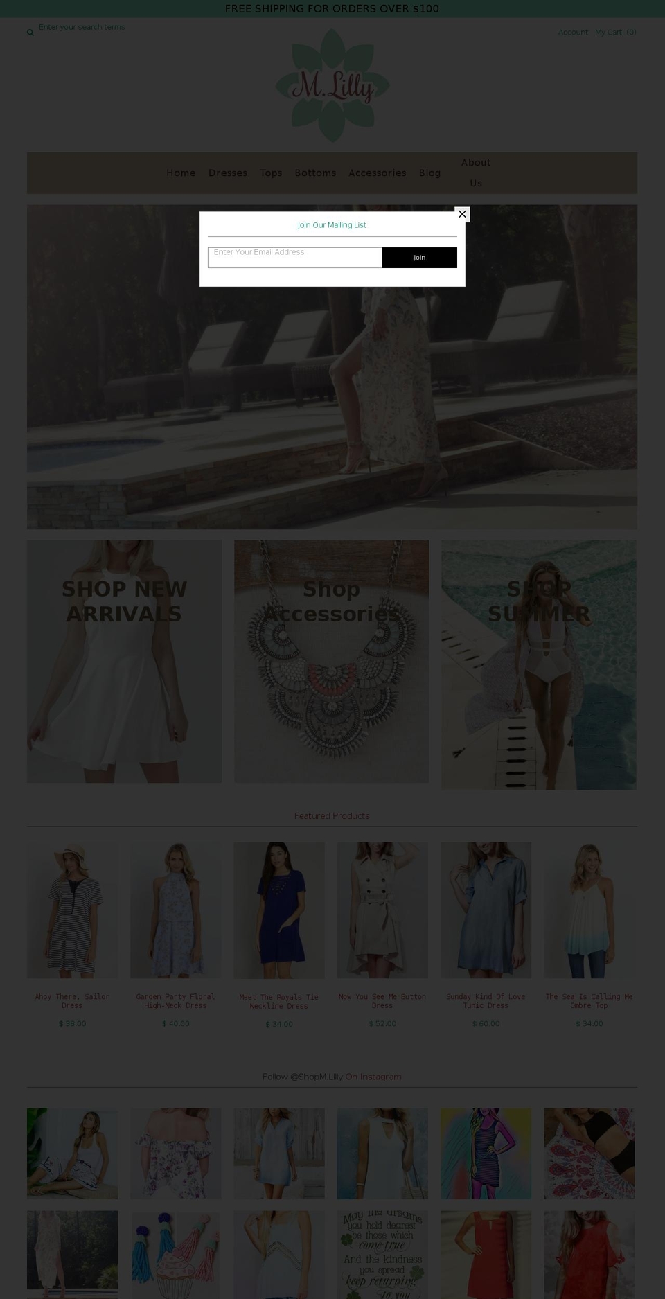 mlilly.com shopify website screenshot
