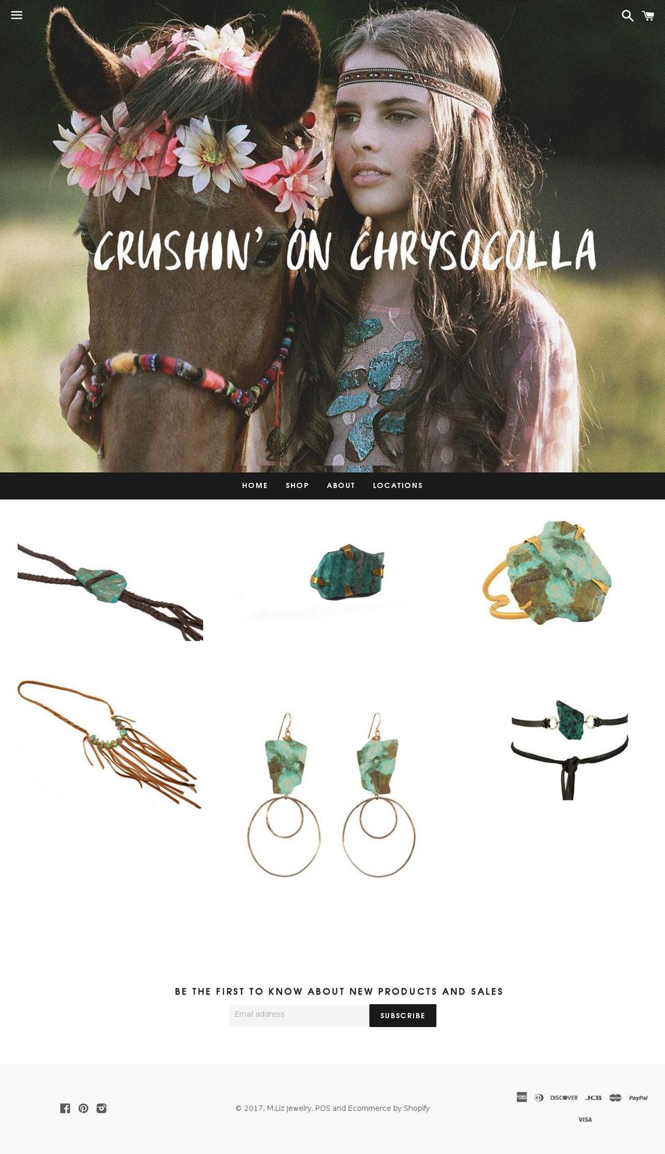 mlizjewelry.com shopify website screenshot