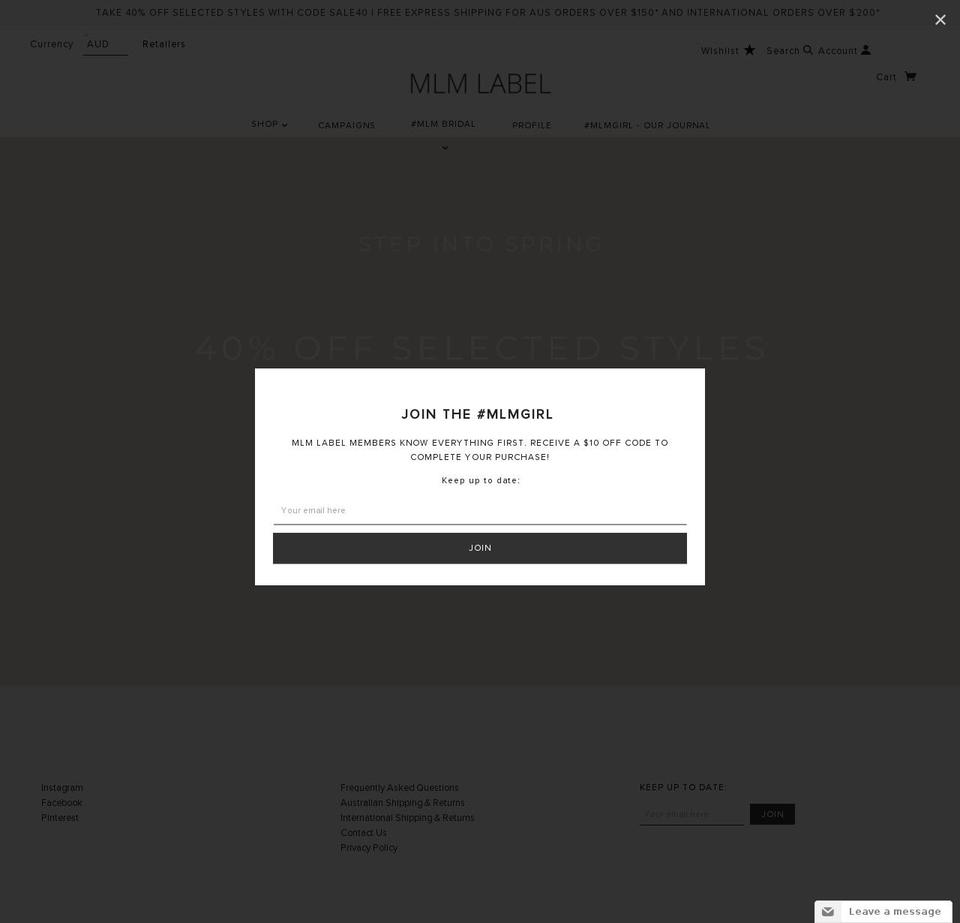 mlmlabel.com shopify website screenshot