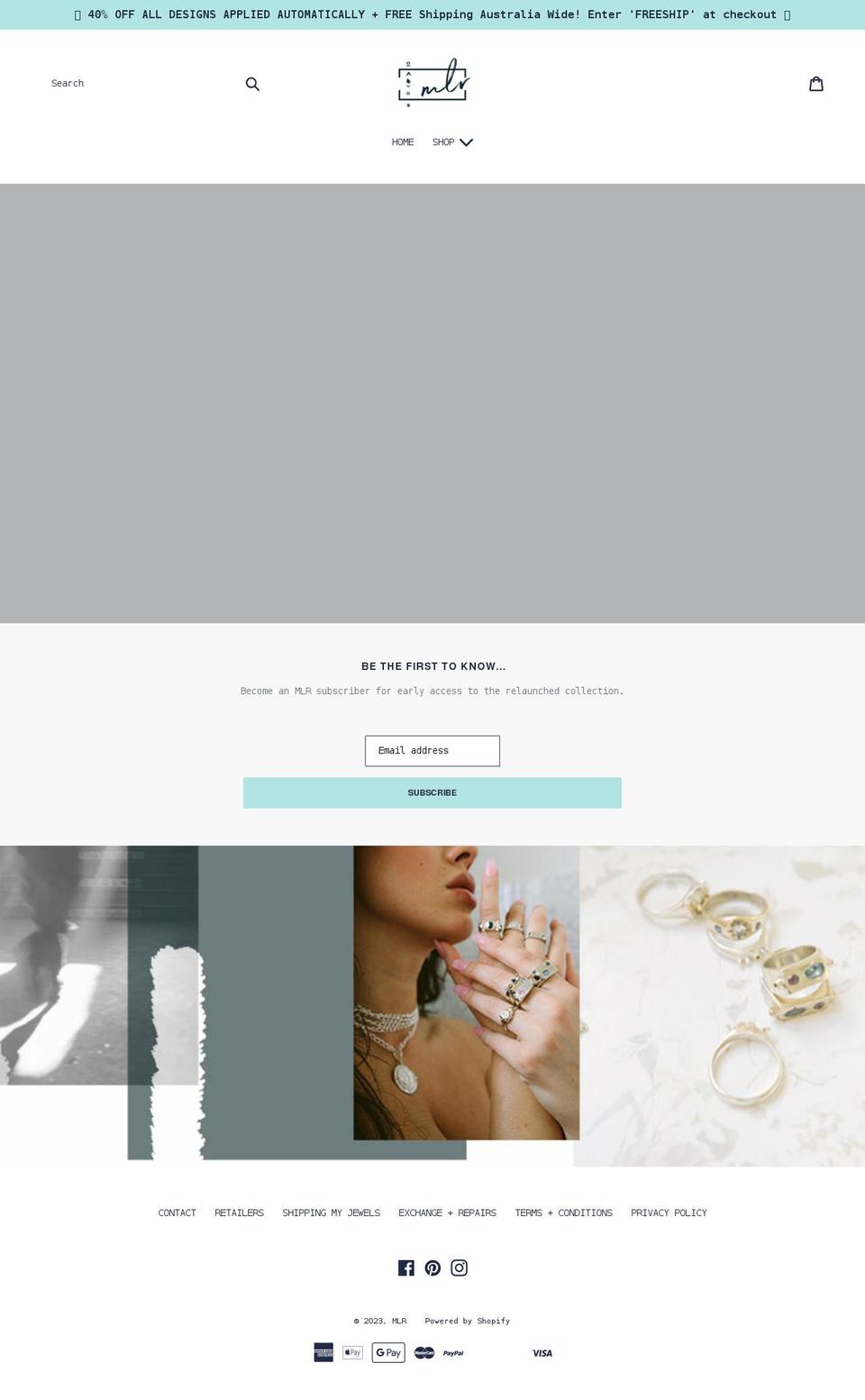 mlrjewels.com shopify website screenshot