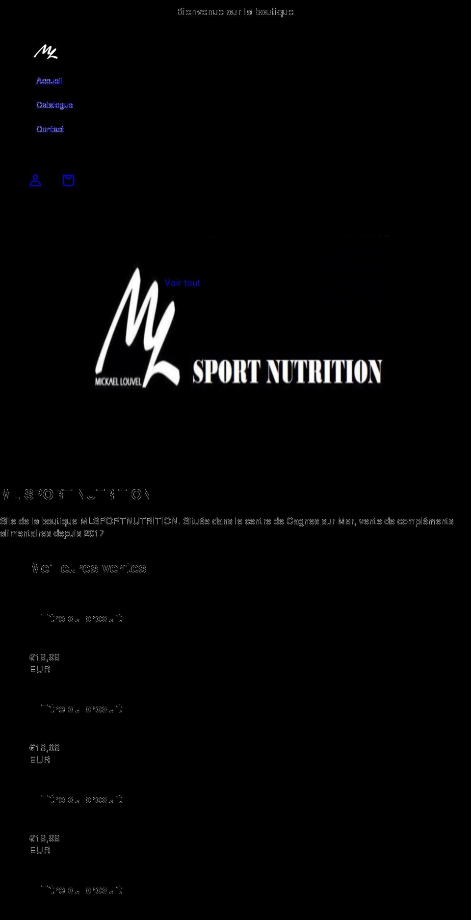 mlsportnutrition.com shopify website screenshot