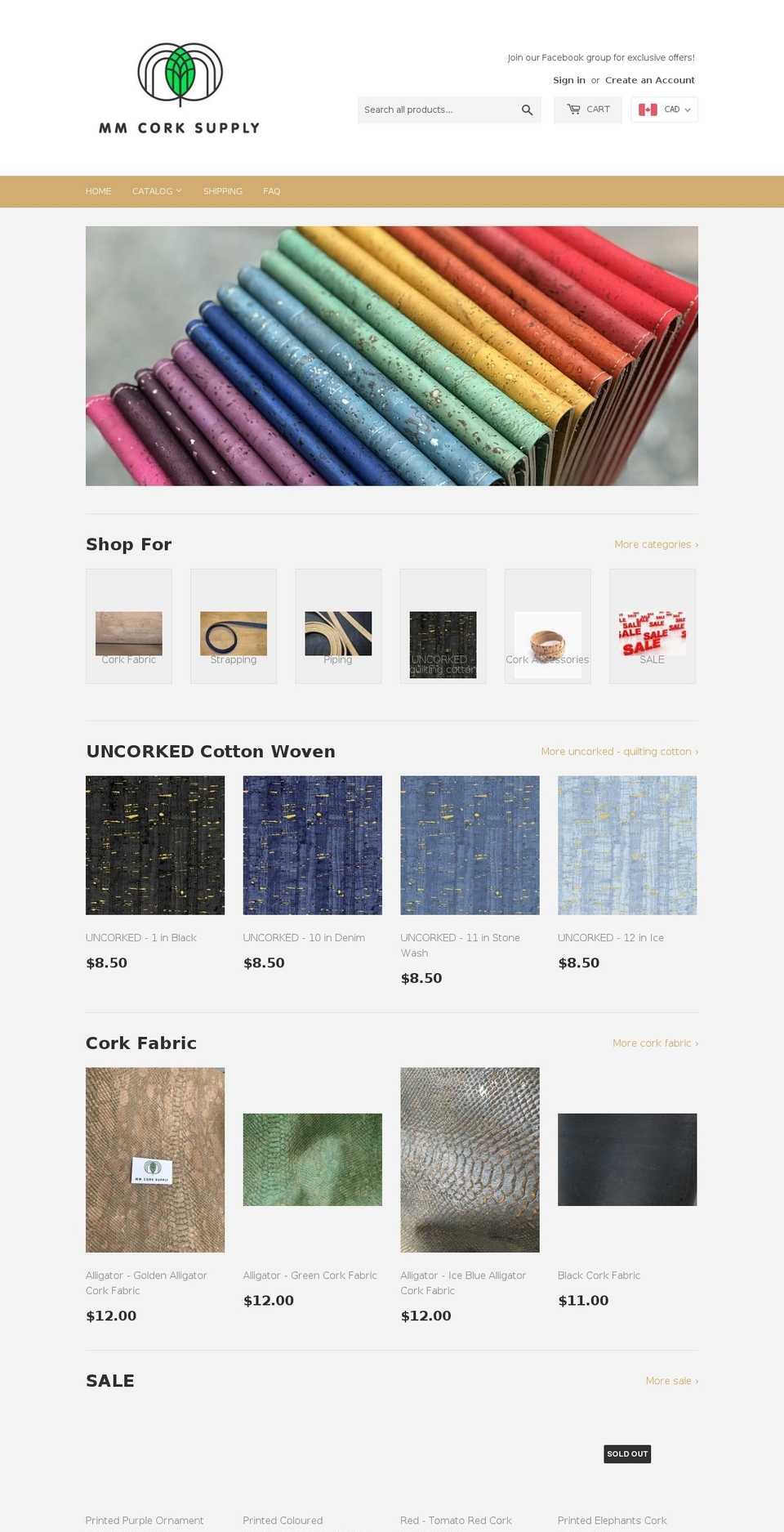 mm-cork-supply.com — Shopify storefront screenshot