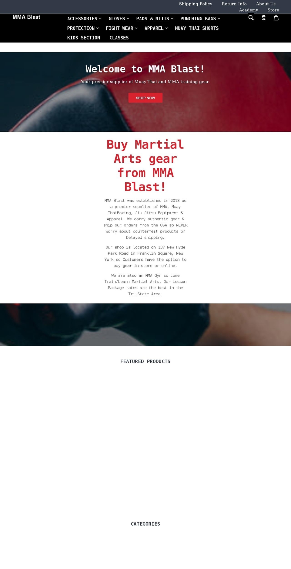 Universe-v Shopify theme site example mmablast.com