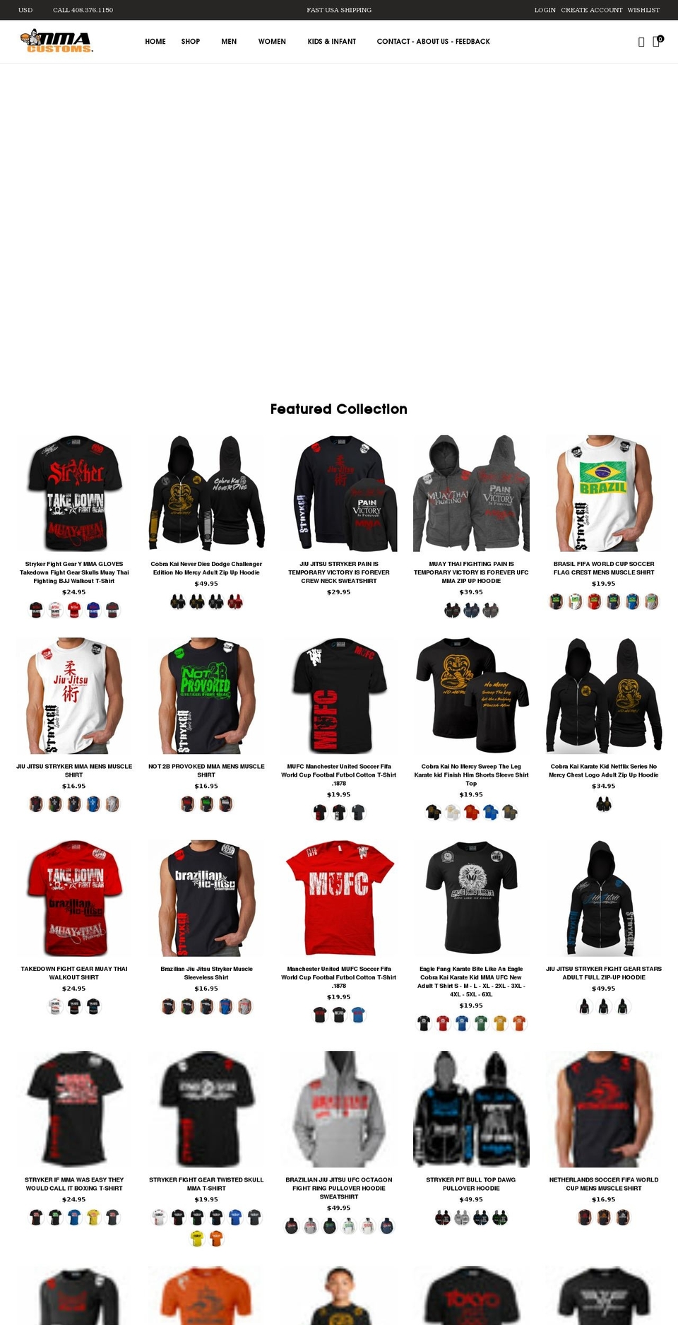 mmacustoms.com shopify website screenshot