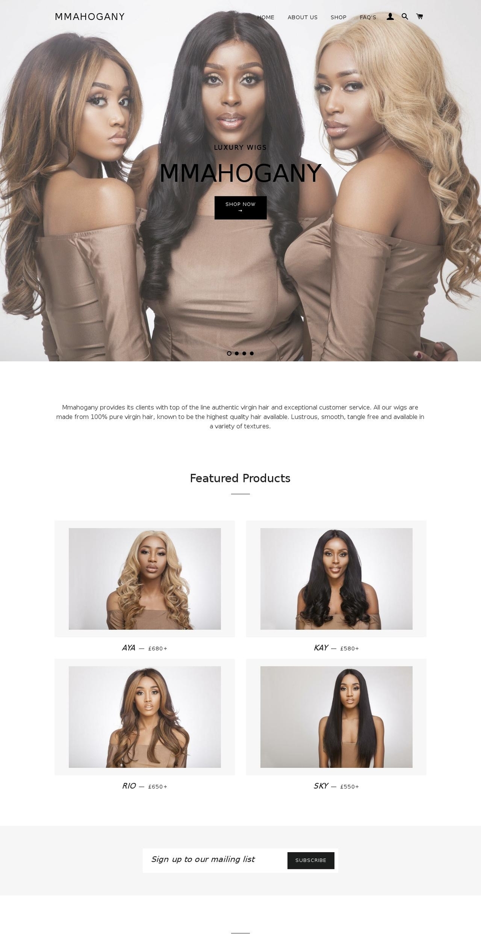 mmahogany.com shopify website screenshot