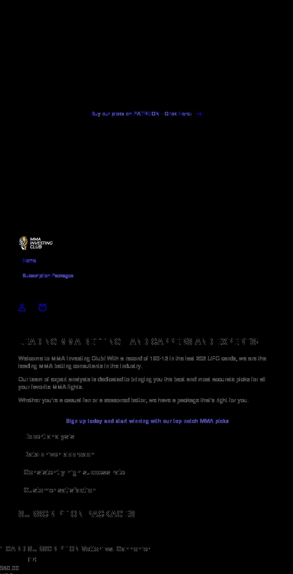 mmainvestingclub.com shopify website screenshot