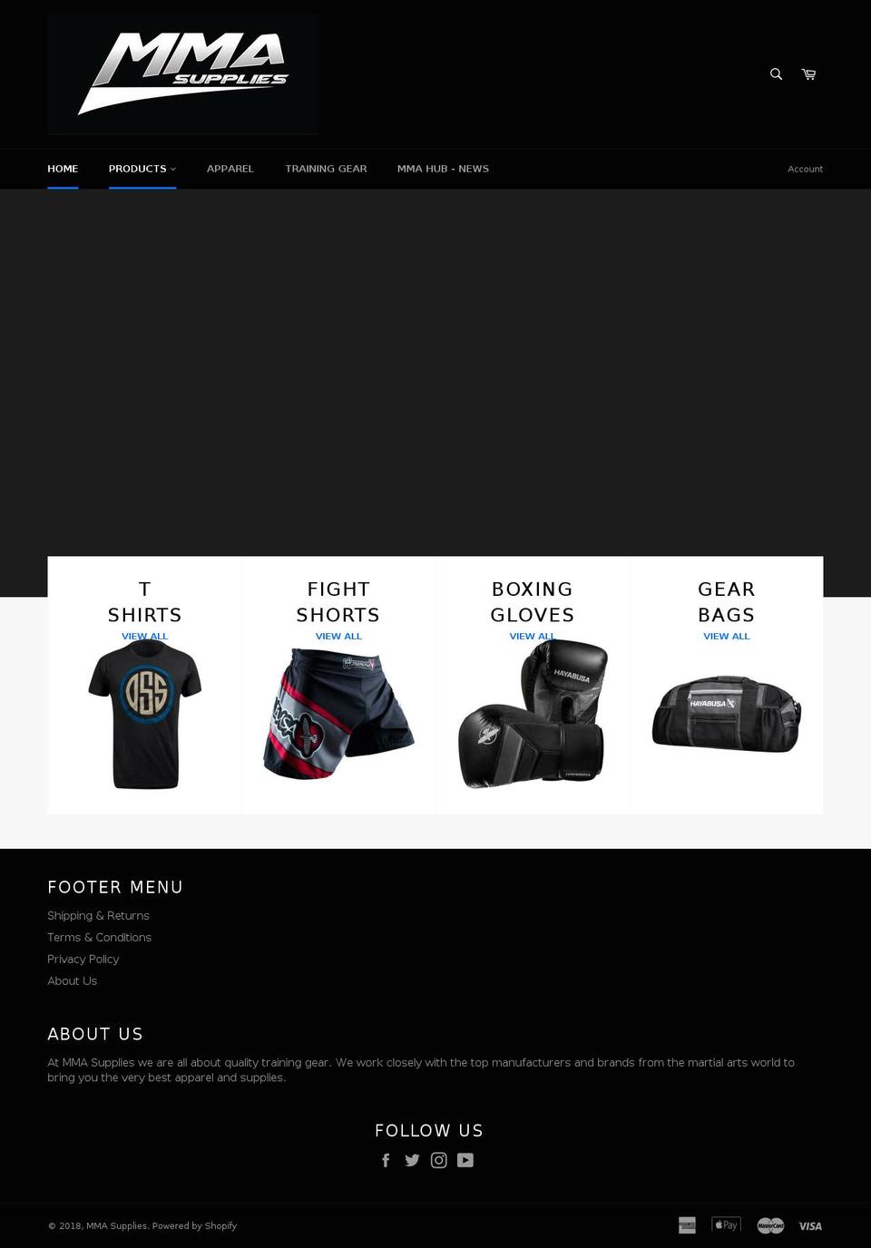 mmasupplies.ie shopify website screenshot