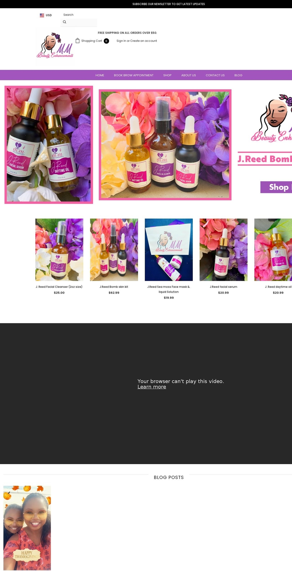 mmbeautyenhancements.com shopify website screenshot