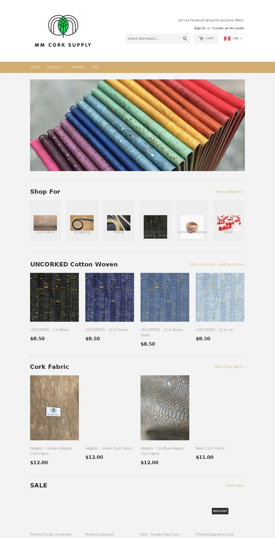 mmcorksupply.com shopify website screenshot