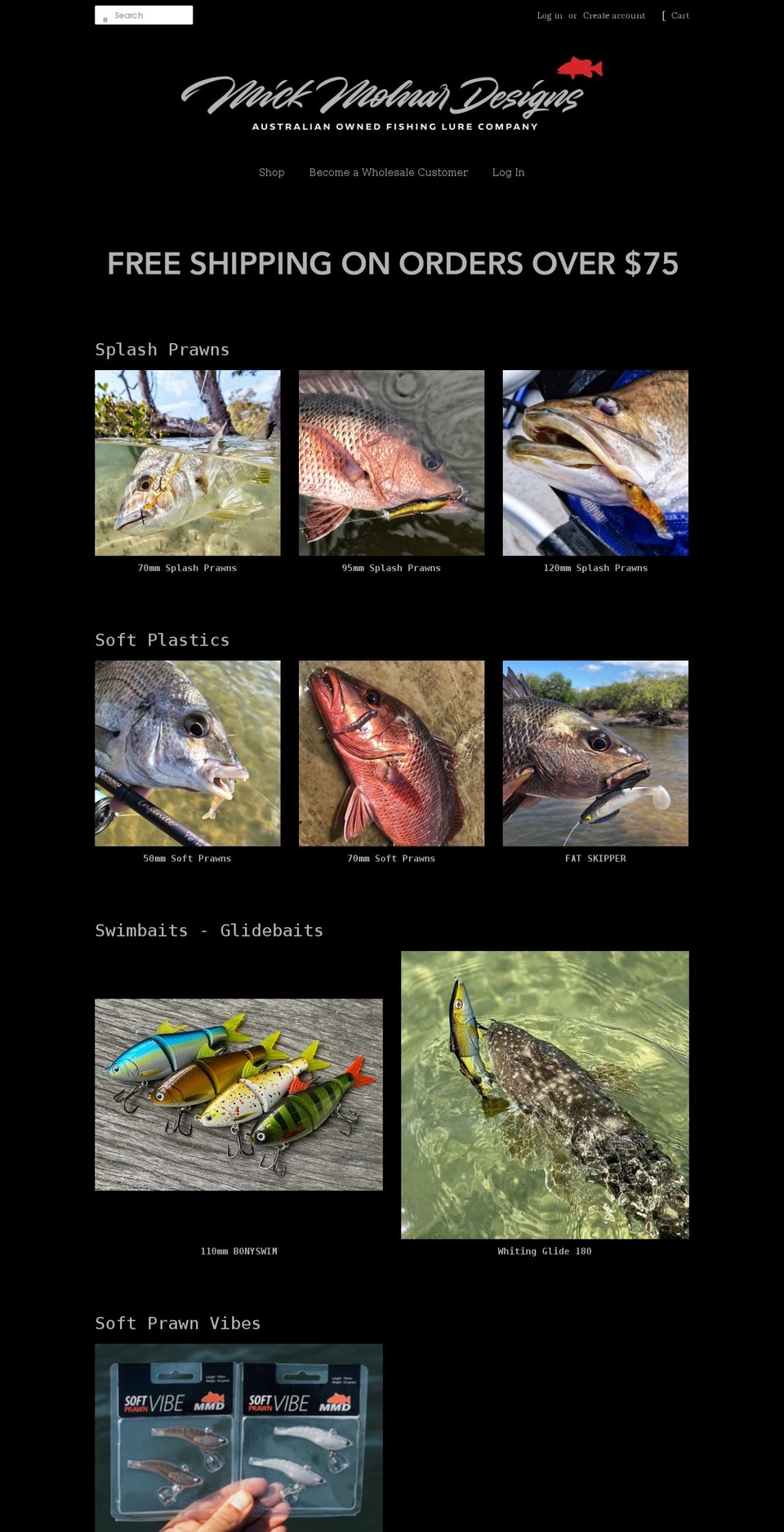 mmdfishing.com.au shopify website screenshot