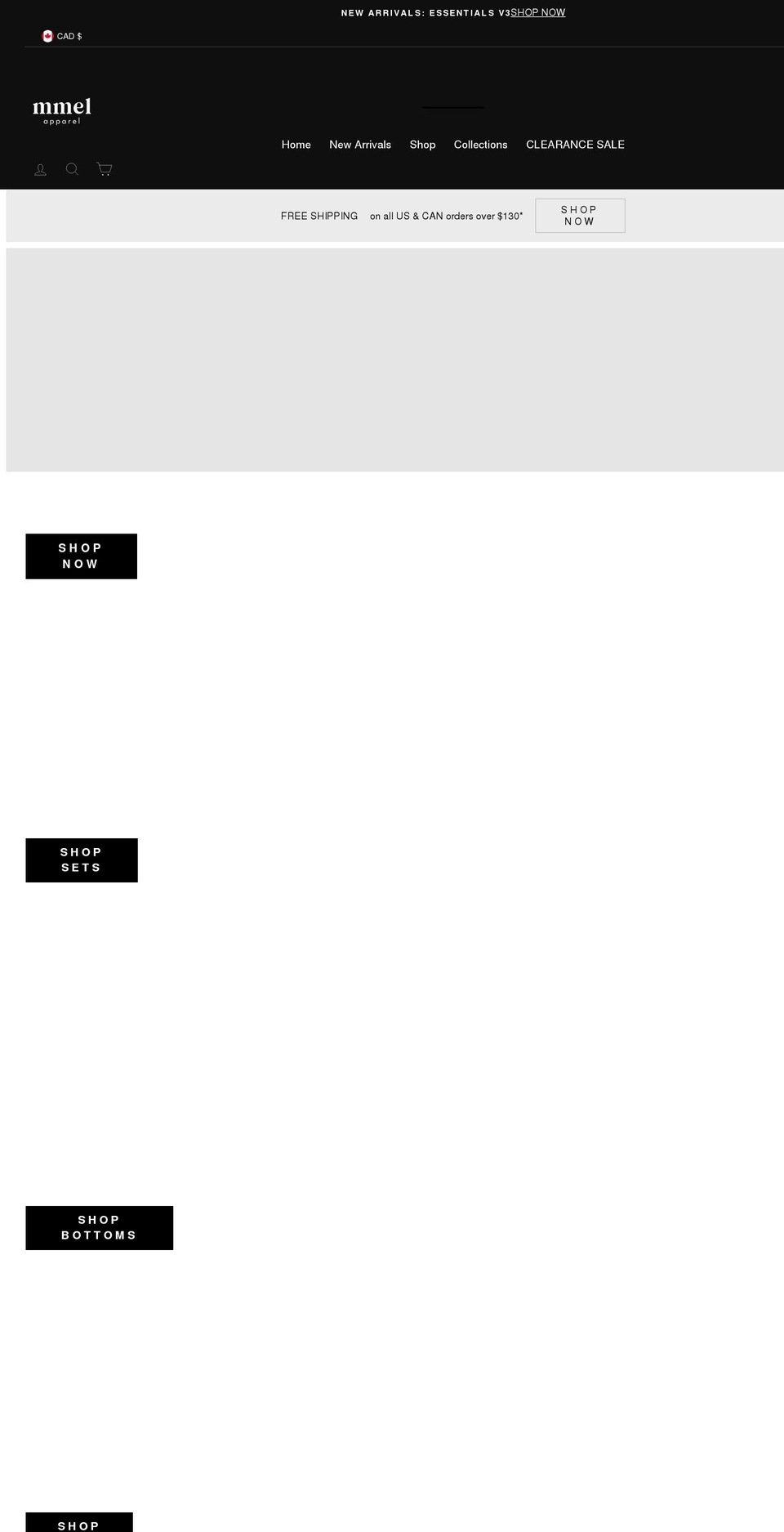 mmelapparel.com shopify website screenshot