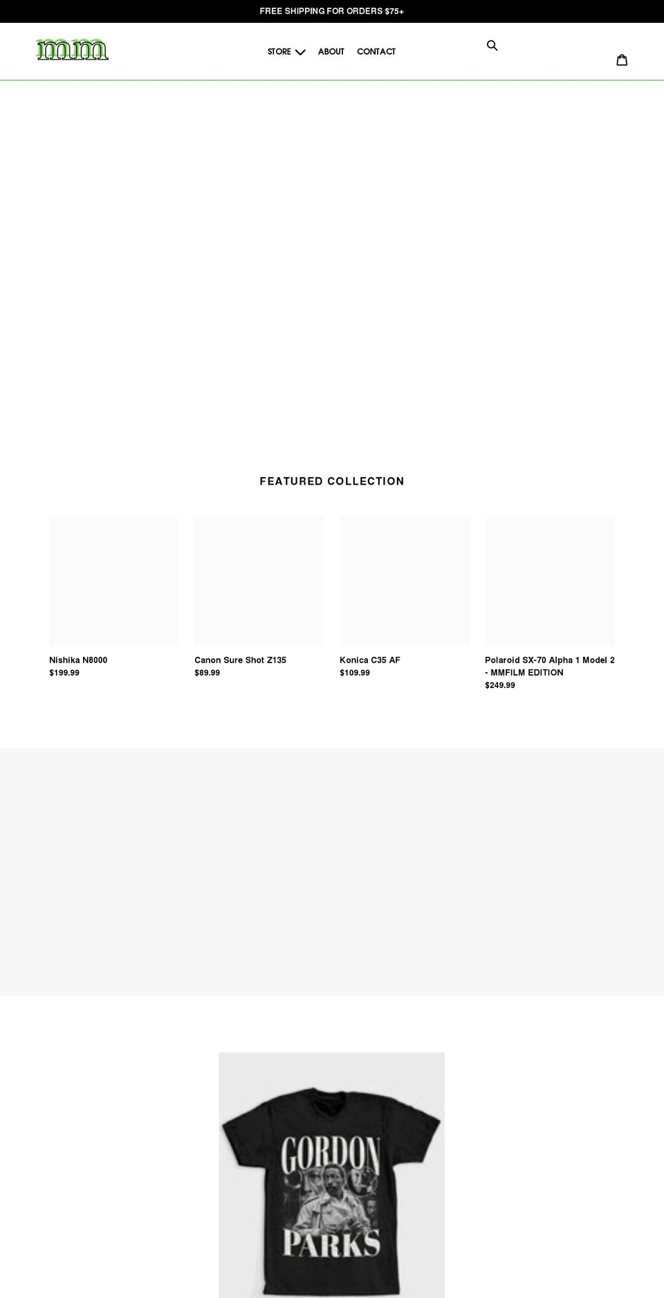 mmfilmstore.com shopify website screenshot