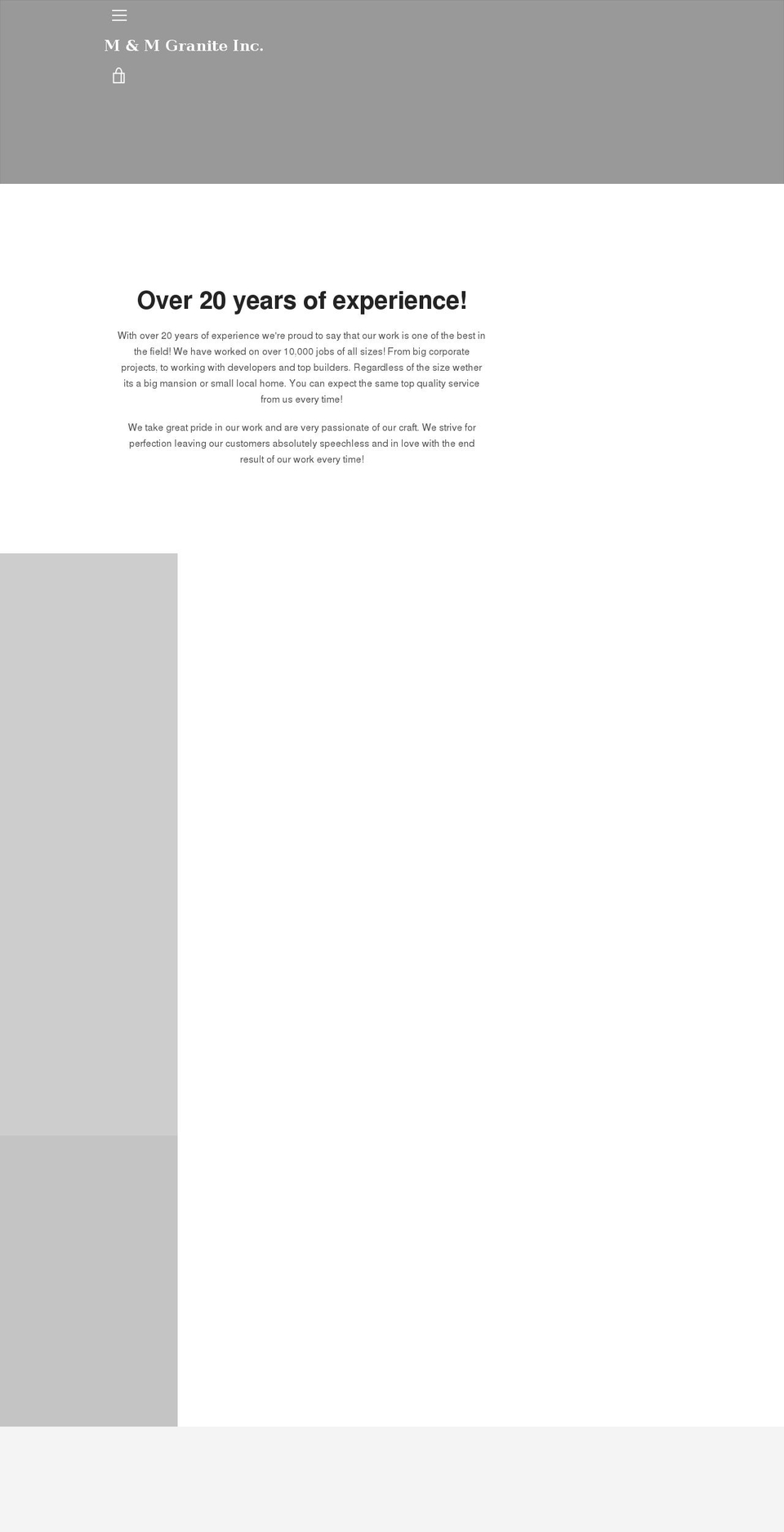 mmgranite.ca shopify website screenshot