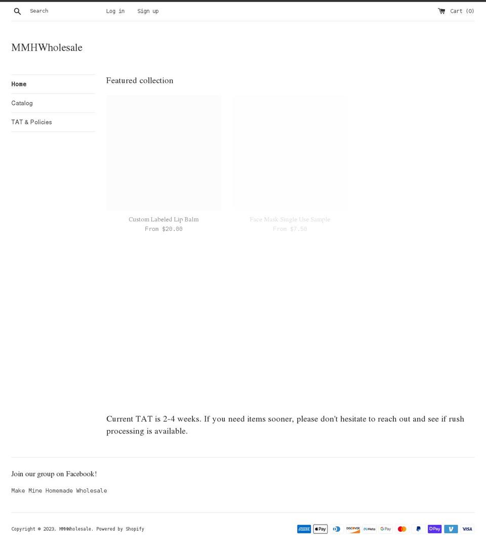 mmhwholesale.com shopify website screenshot