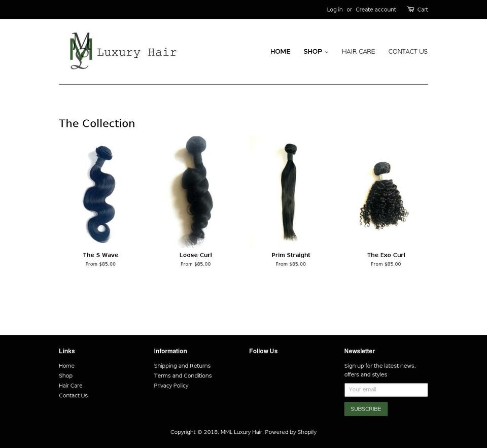 mmlluxuryhair.com — Shopify storefront screenshot