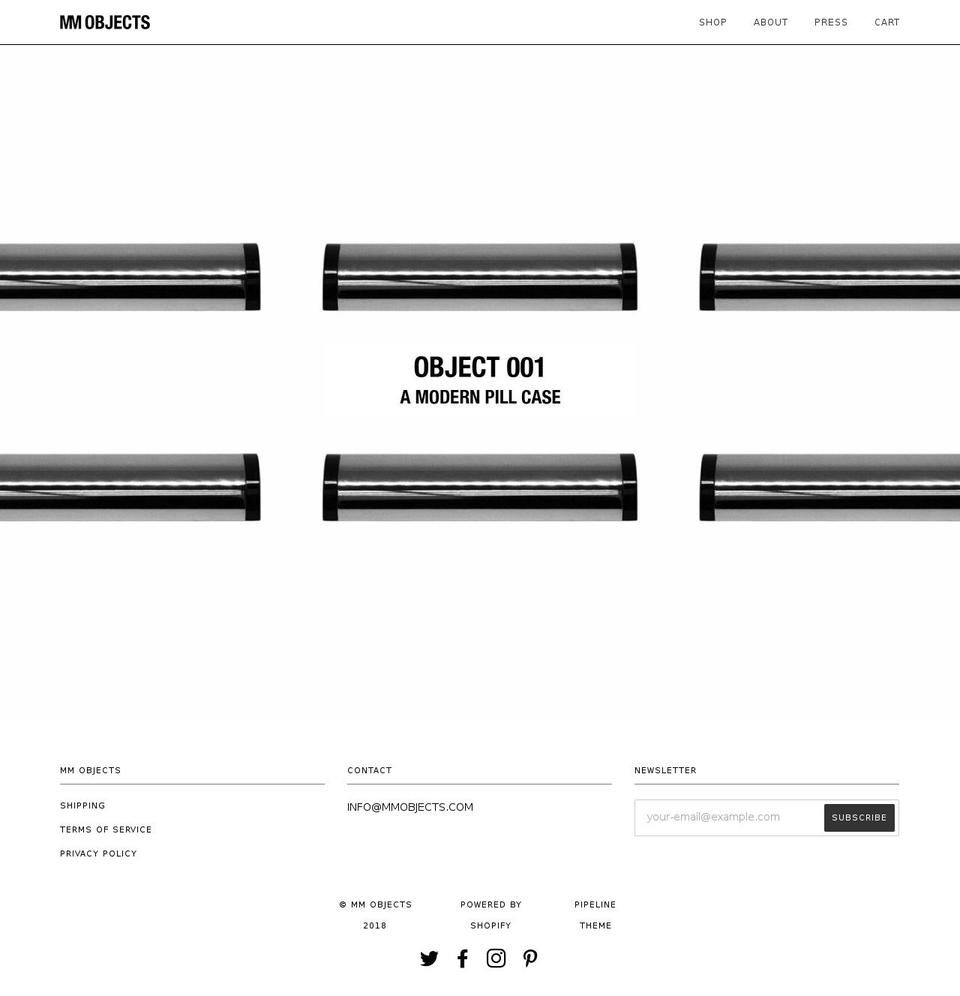 mmobjects.com shopify website screenshot