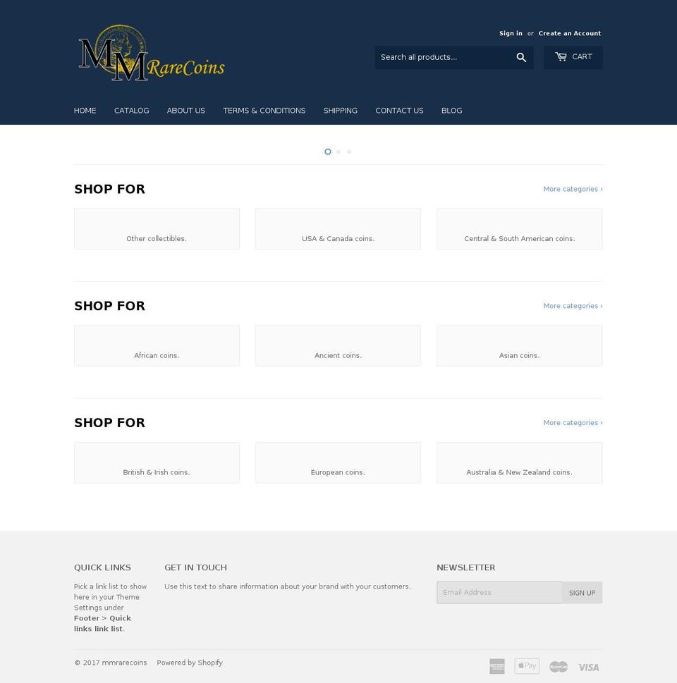 mmrarecoins.com shopify website screenshot