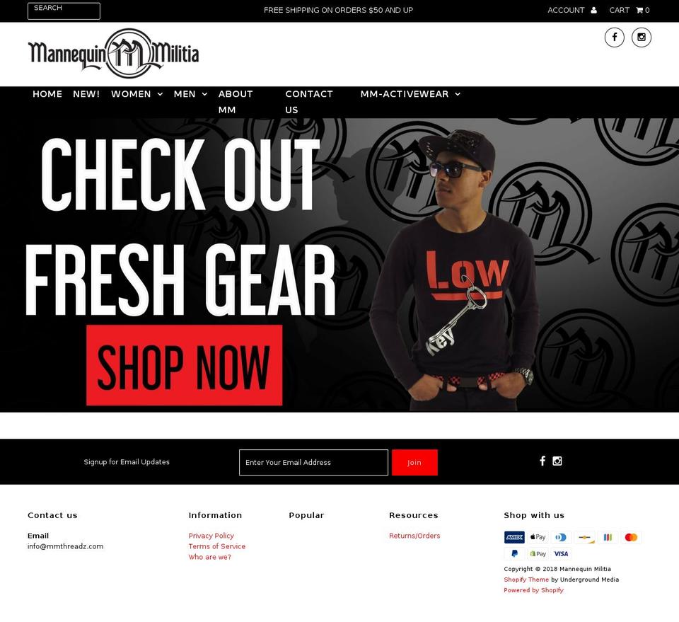 mmthreadz.com shopify website screenshot
