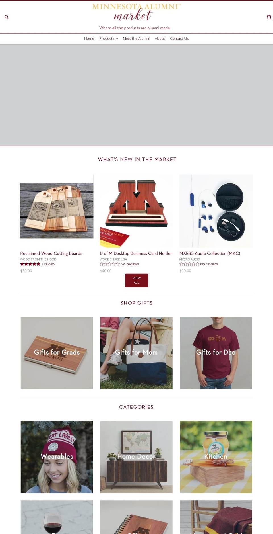mnalumnimarket.com shopify website screenshot