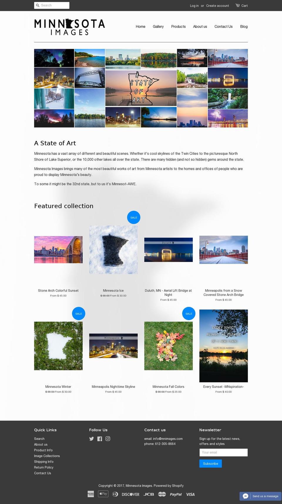 mnimages.com shopify website screenshot