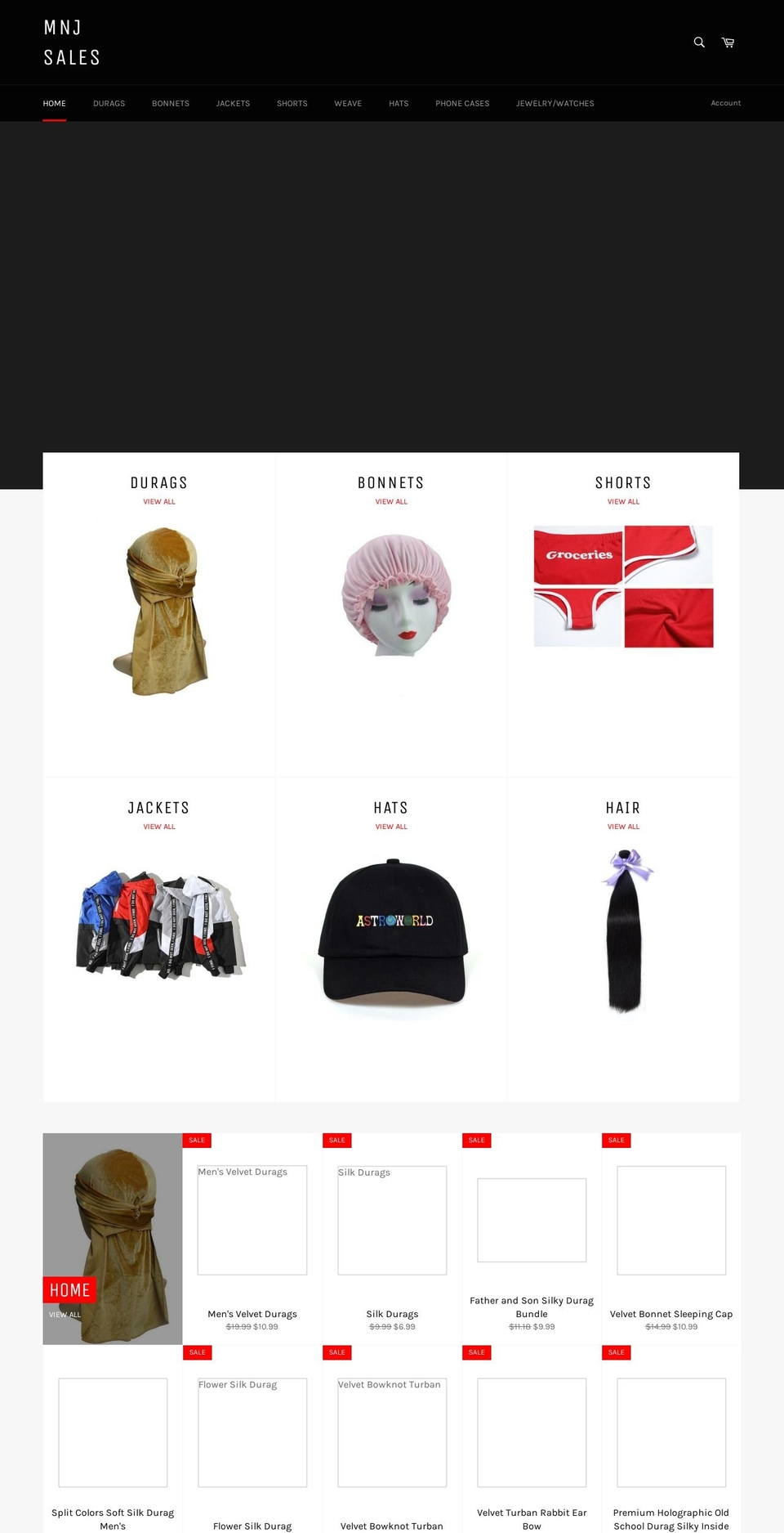 mnjsales.com — Shopify storefront screenshot
