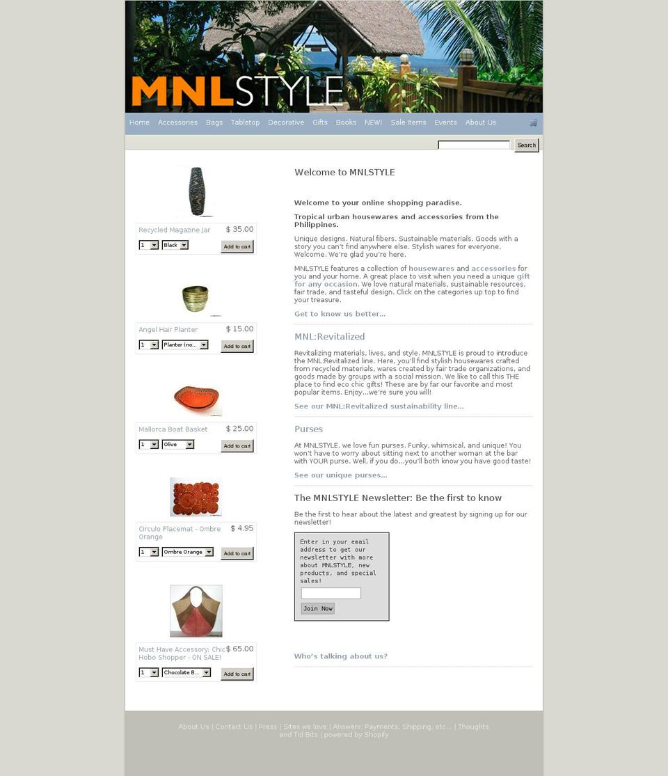 main Shopify theme site example mnl-style.com