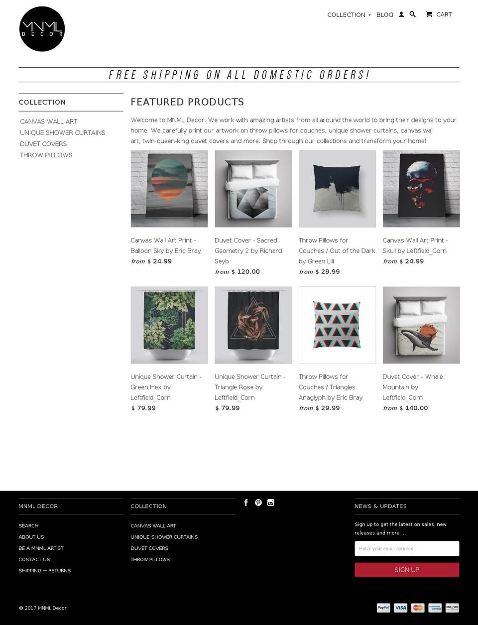 mnmldecor.com shopify website screenshot