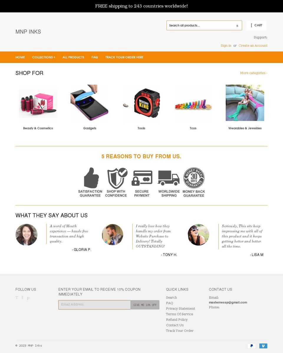 Product List Genie Theme Shopify theme site example mnpinks.com