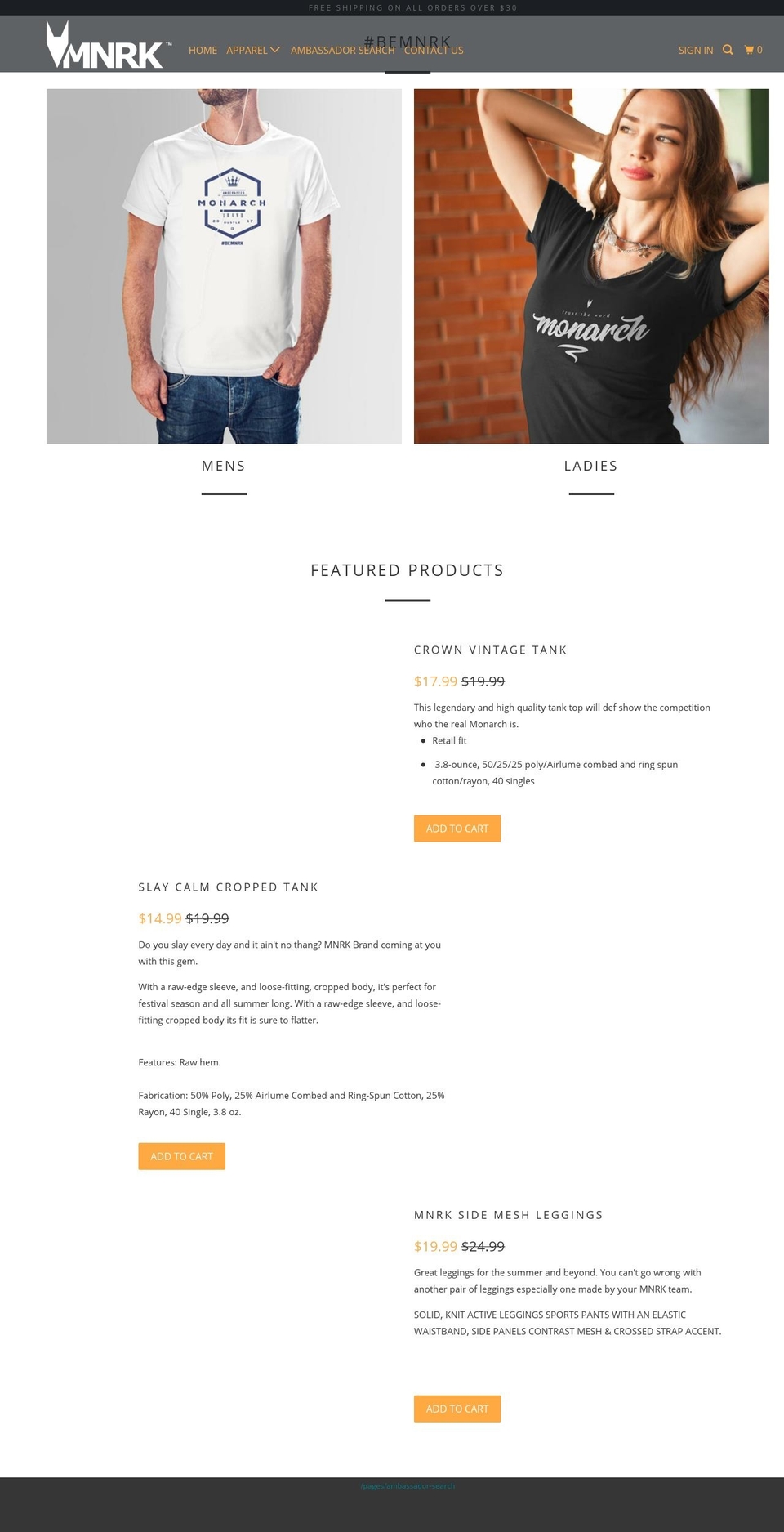 mnrkbrand.com — Shopify storefront screenshot